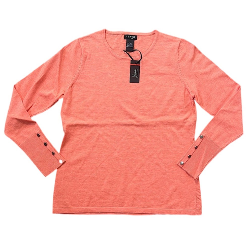 J’Envie Long Sleeve Button Detail Blouse Top Peach Salmon Women’s Size S NWT